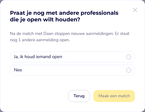 Organisatie: Een match maken met één of meer professionals