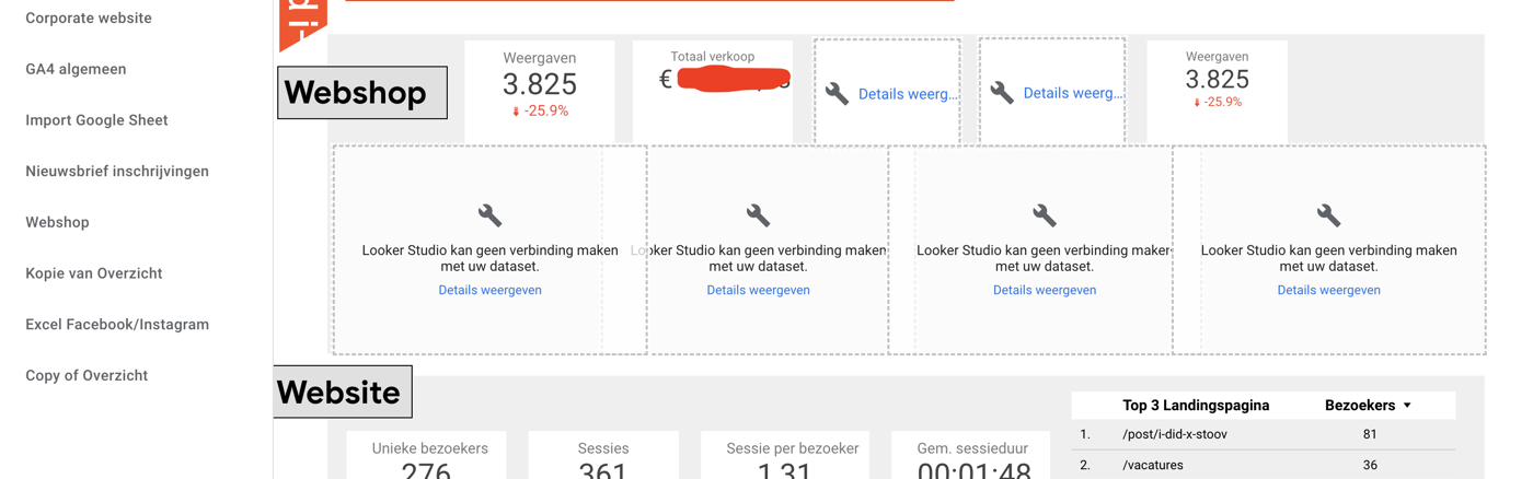  Data in Dashboard Lookerstudio aanpassen