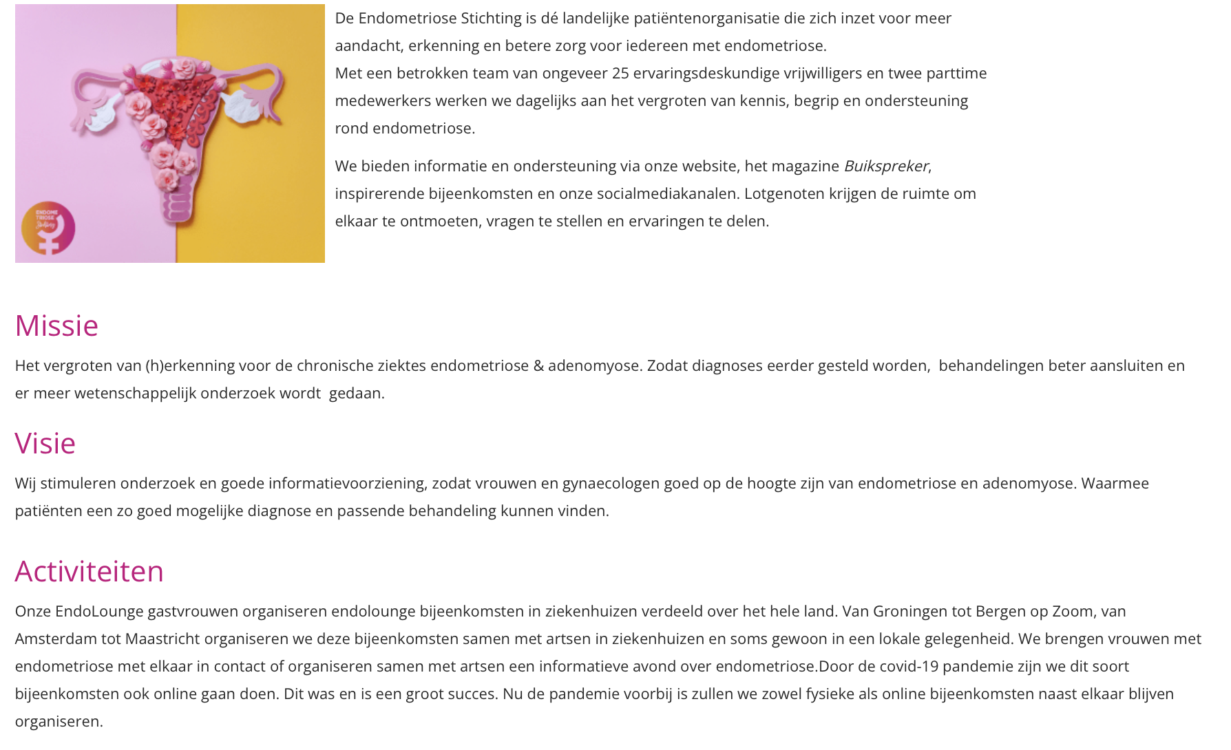SEO-teksten over endometriose en adenomyose